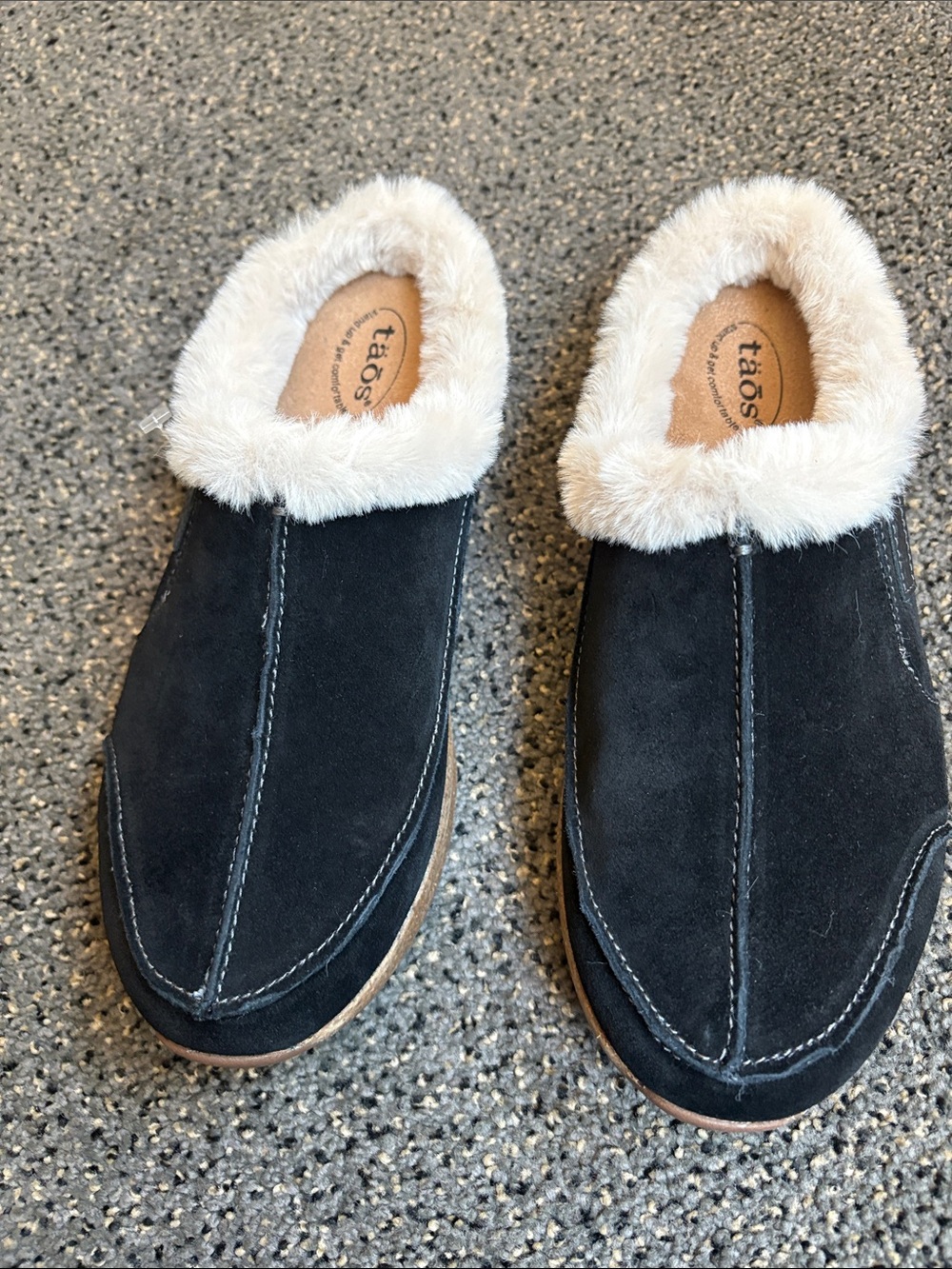NWOT TAOS SUEDE/shearling clogs. Never worn. Size 8